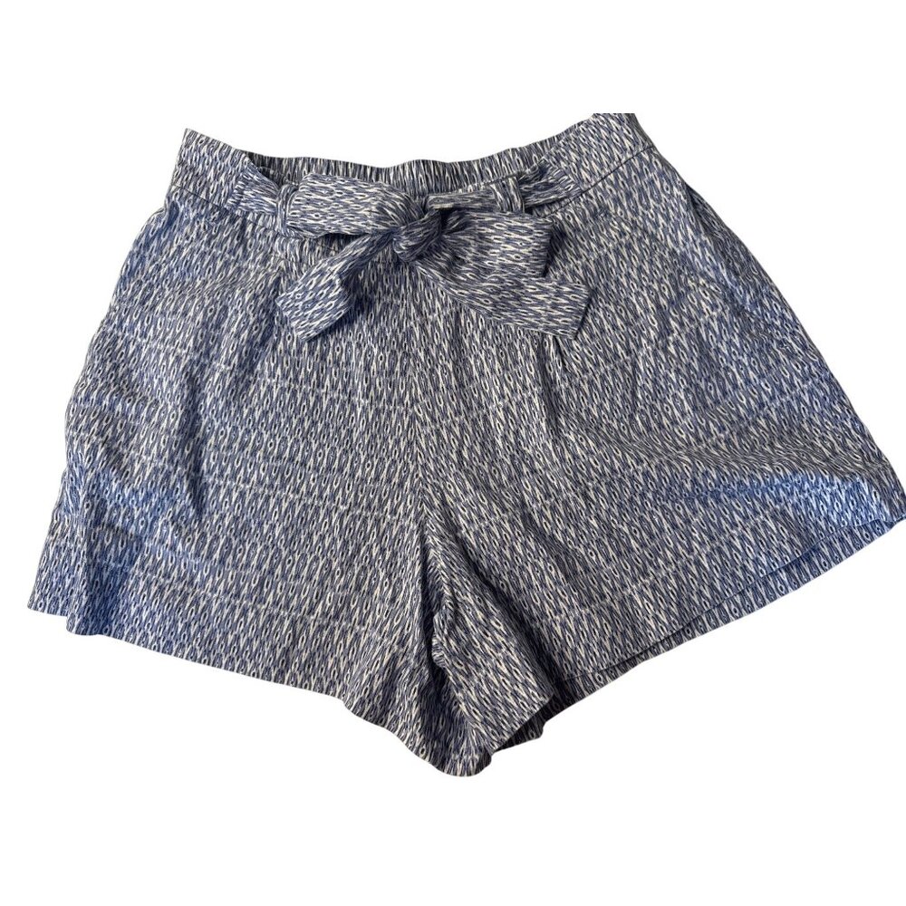 LOFT Womens Blue & White Patterned Tie-Waist Shorts Size 8